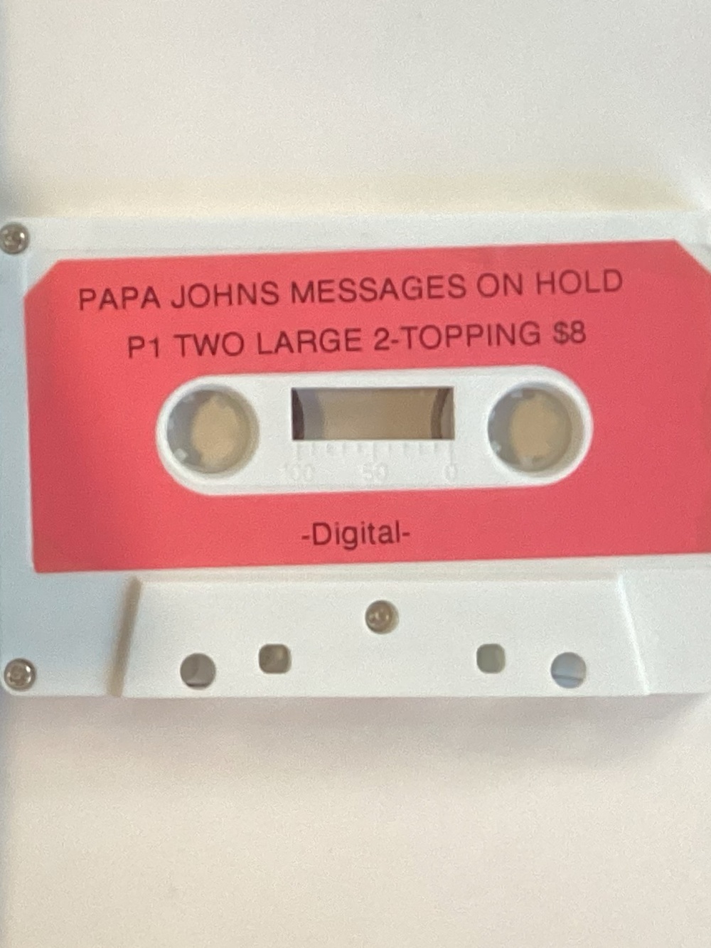 Rare vintage Papa John’s commercial hold music tape two large $8 promo corporate